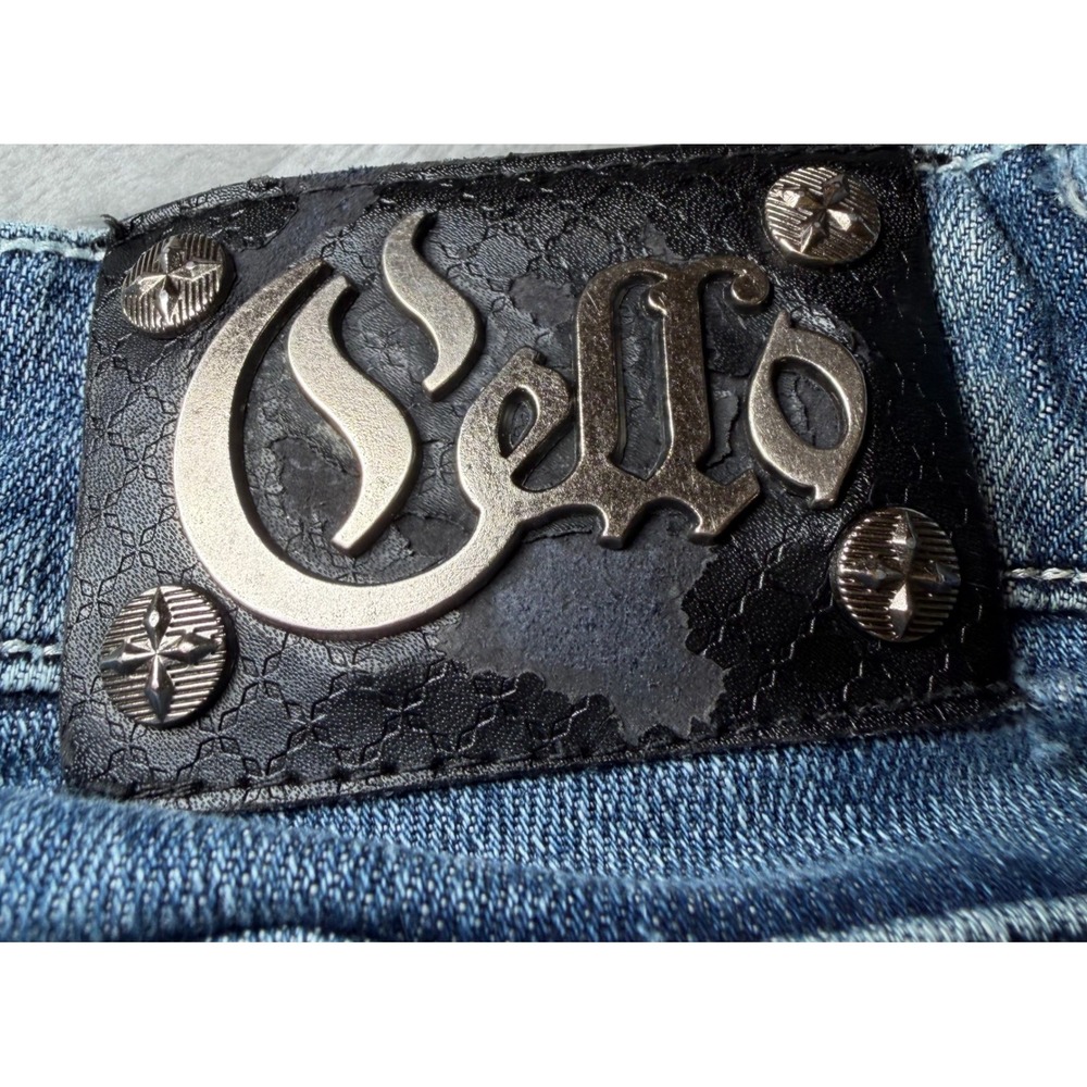 Cello Womens Size 11 Bootcut Jeans Embellished Rhinestone Distressed Y2K Frayed⁠ - Picture 4 of 16